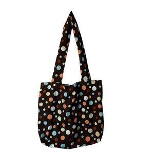 World Totes Women’s Brown Multicolor Polka Dot Canvas Bag Sz Large NWT